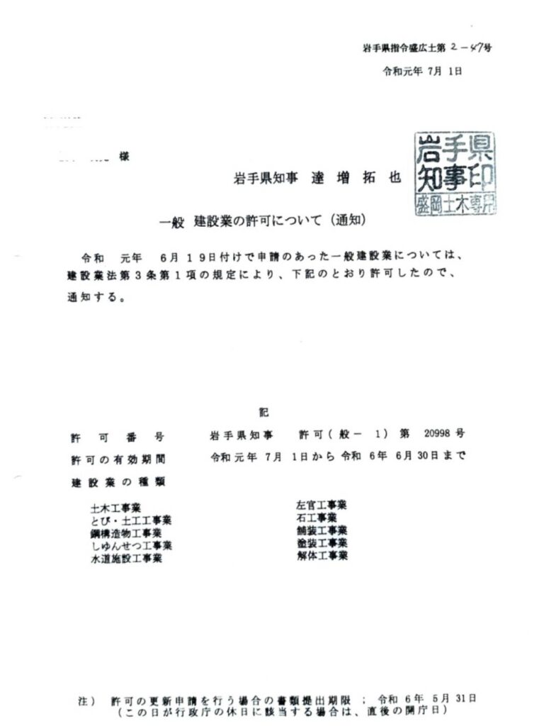 岩手県 盛岡市 建設業許可